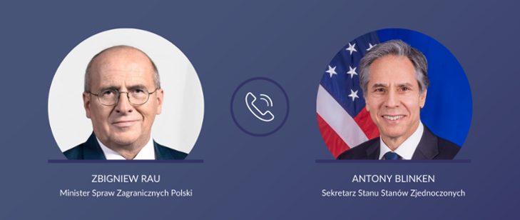 Minister Zbigniew Rau rozmawiał telefonicznie z sekretarzem stanu USA Antonym Blinkenem